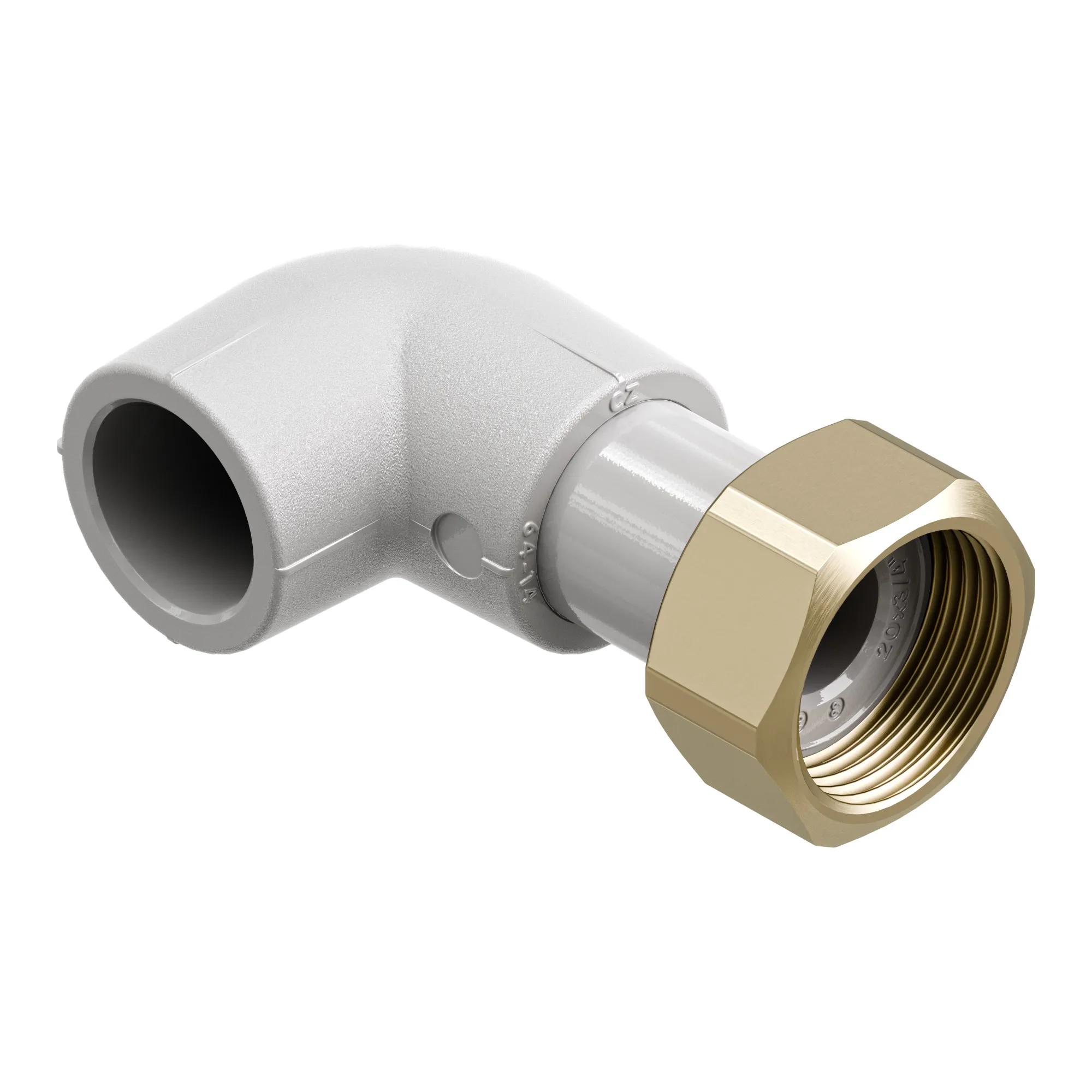 Угольник 90° переход с перекидной гайкой 20×1/2″ Wavin Ekoplastik SKOM02020RCT (SKOM02020X)